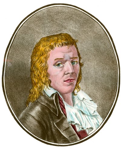 Fransk revolusjon: "" Portrett av Francois Babeuf dit Gracchus (1760-1797) revolutionaire"" Gravering av privatsamlingen fra 1700-tallet av French School