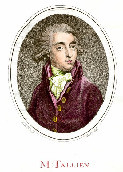 Fransk revolusjon: Portrett av Jean Lambert (Jean-Lambert) Tallian (1767-1820) fransk revolusjonær. Gravering fra 1700-tallet. Privat samling av French School