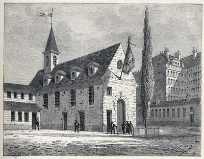 French Revolution: meeting place for the Jacobins club in Paris, a former convent in the Saint-Honore district (Saint Honore). Engraving from 1889. Private collection. av French School