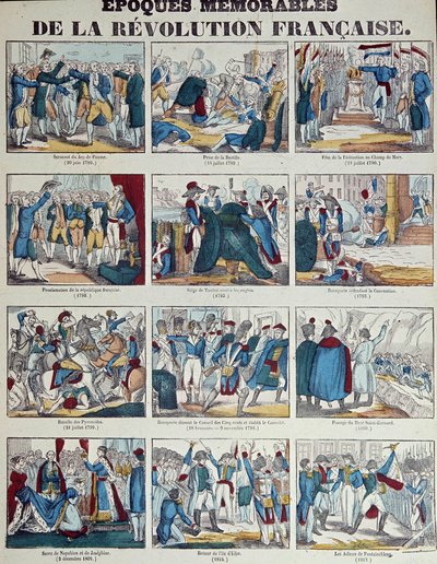 Den franske revolusjonen: plate som relaterer de forskjellige episodene av den franske revolusjonen frem til Det første keiserdømmet av French School