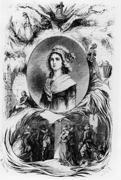 Fransk revolusjon: portrett av Charlotte Corday, v.1793. av French School
