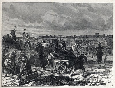 Den franske revolusjonen: verk av Champs de Mars (Champs-de-Mars) i Paris, for å forberede seg til Fete de la Federation i 1790. av French School