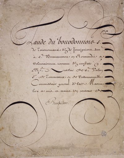 Fransk kalligrafi: Brev fra regnskapskammeret av Louis Barbedor rundt 1640. av French School