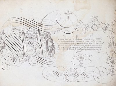 Fransk kalligrafi: Skriftens hage av Robert Vignon rundt 1600. Historisk bibliotek i byen Paris. av French School