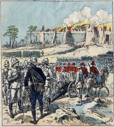 French expedition to Dahomey (present-day Benin). General Dodds forming his columns of attack before Abomey av French School