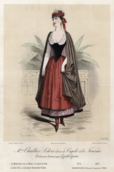Fransk moteplate, sent på 1800-tallet av French School