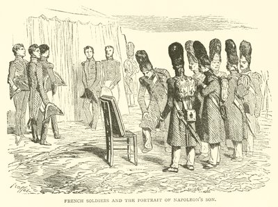 Franske soldater og portrettet av Napoleons sønn (gravering) av French School