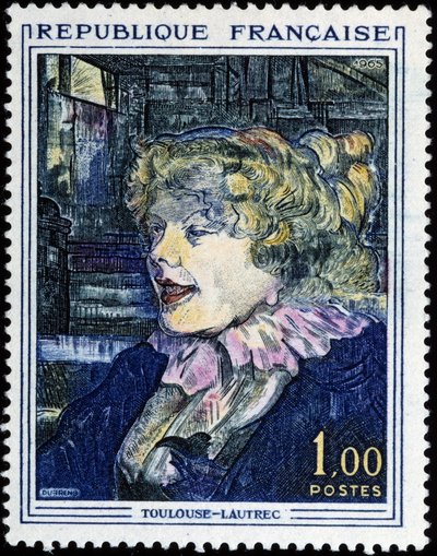 Fransk stempel med maleri av Toulouse Lautrec av French School
