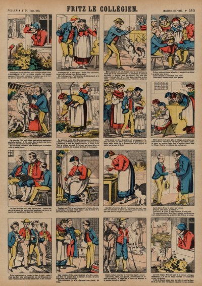 Skolegutten Fritz (farget gravering) av French School