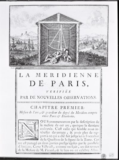 Forsiden av det første kapittelet av La Meridienne de Paris av Cesar-Francois Cassini de Thury, 1744 av French School