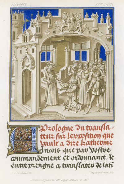 Frontispice i grisaille av et manuskript av French School