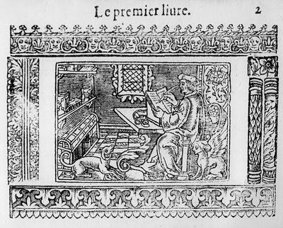 Frontispice til den første boken av Utopia av Thomas More (1478-1535) av French School