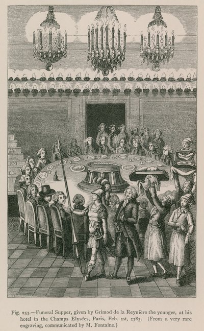 Begravelsesmiddag, gitt av Grimod de la Reyniere den yngre, på hans hotell i Champs Elysees, Paris, 1. februar 1783 av French School