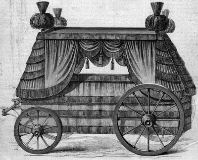 Begravelsesvogn av keiser Napoleon I (1769-1821) til Saint Helene (Saint Helene) tilbudt av dronningen av England Victoria 1st til Napoleon III i 1858. Gravering i "" Le Monde Illustré"" nr. 76 av 25. september 1858. av French School
