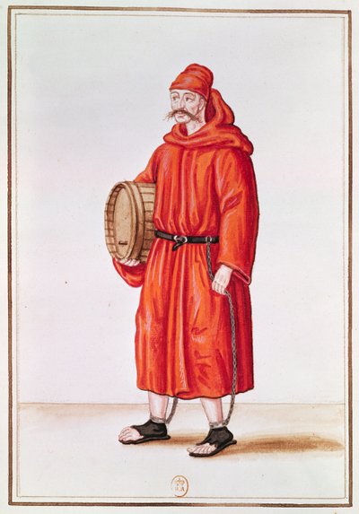 Galley Slave fra Venezia (akvarell på papir) av French School