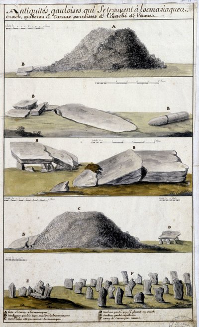 Galliske antikviteter lokalisert i Locmariaquer, Crash, Quiberon og Carnac, prestegjeld i Eveche de Vanne - i "" Historisk, topografisk og naturlig beskrivelse av Bretagne"" av Robien av French School