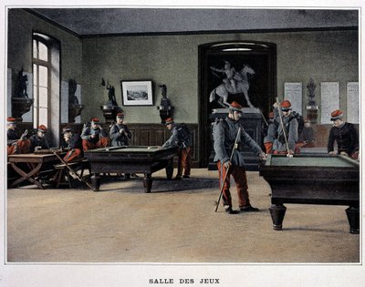 Lekerom: soldater som spiller biljard og fra - i "Album militaire"" - infanteri av French School