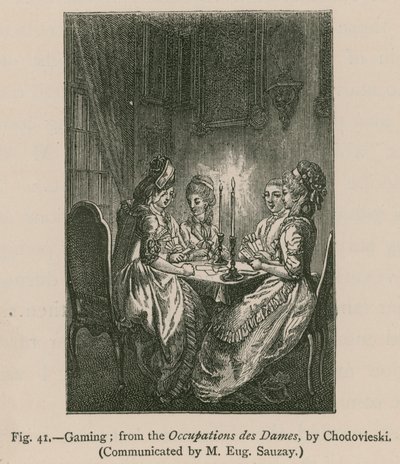 spilling; fra Occupations des Dames, av Chodovieski av French School