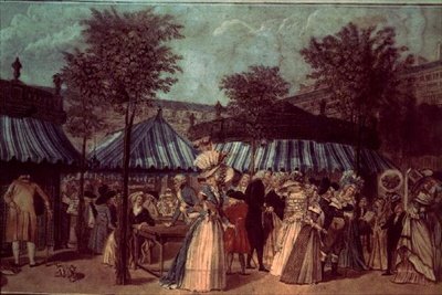 Hagevandring i Palais Royal, Paris, ca. 1810 (farge litho) av French School