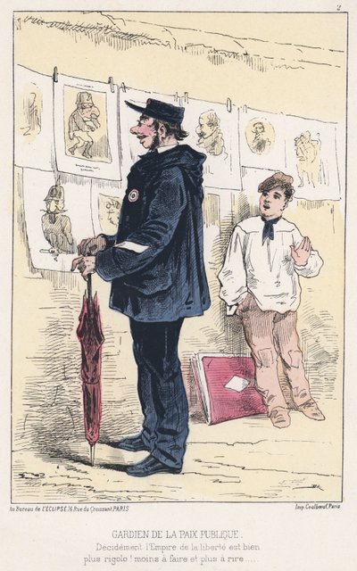 Guardian of the Public Peace (farget gravering) av French School