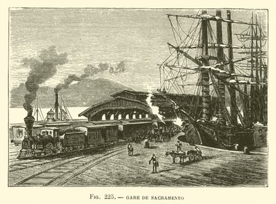 Gare de Sacramento (gravering) av French School