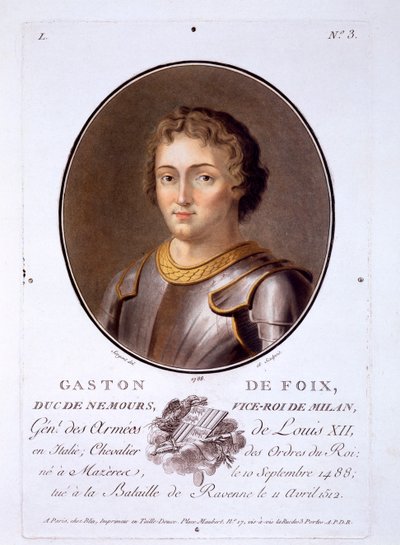 Gaston de Foix, Duc de Nemours, fra Portraits of Great Men, Illustrious Women, and Memorable Subjects of France, utgitt 1787-92 av French School