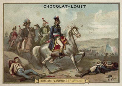 General Dumouriez i slaget ved Jemappes, 6. november 1792 av French School