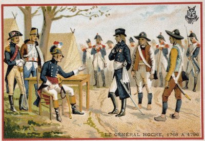 General Hoche før venderne i 1795 (Pacification of the Vendee). av French School
