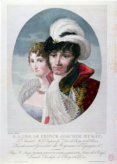 General Joachim Murat (ca. 1767-1815) og hans kone Caroline Bonaparte (1782-1839) av French School