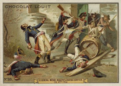 General Michel de Beaupuy såret ved Chateau-Gontier, Vendee-opprøret, den franske revolusjonen, 26. oktober 1793 av French School