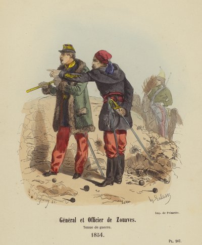 General og offiser for Zouaves, War Dress av French School
