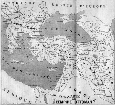 Geografisk kart over det osmanske riket i 1860. Gravering i "" Le Monde Illustré"" nr. 173 av 4. august 1860. av French School