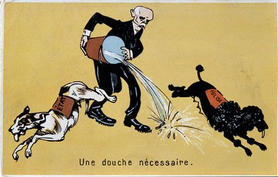 Georges Clemenceau skiller kirke og stat med et vannhopp for to hunder av French School