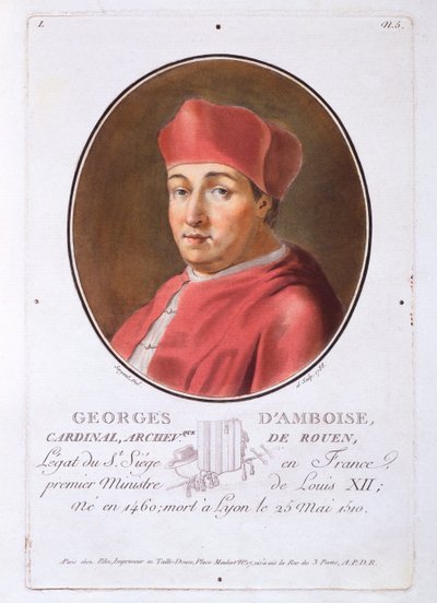 Georges dAmoise, fra Portraits of Great Men, Illustrious Women, and Memorable Subjects of France, publisert 1787-92 av French School