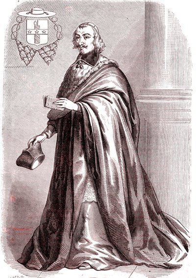 Giulio Raimondo Mazzarino, fransk kardinal og diplomat fra italiensk opprinnelse.1865 (gravering) av French School