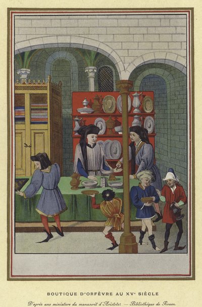 Gull- og sølvsmedbutikk, 1400-tallet av French School