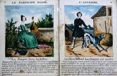Grammatikkbok for barn. ca. 1850 (farge litho) av French School
