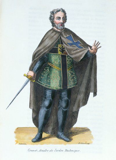 Stormester i den teutoniske orden, illustrasjon fra Histoire et Costumes des Ordres Monastiques av Pierre Helyot (1660-1716), 1842 av French School