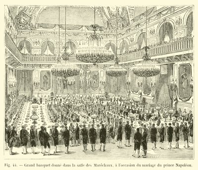 Stor bankett gitt i Salle des Marechaux, i anledning bryllupet til prins Napoleon av French School