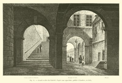 Stor trapp til Chatelet, etter en akvatint, utgitt i London, i 1809 av French School