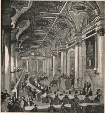 Stort møterom ved statsrådet i Paris - Gravering i "Tableau-de-Paris" av Edmond Texier 1852 av French School