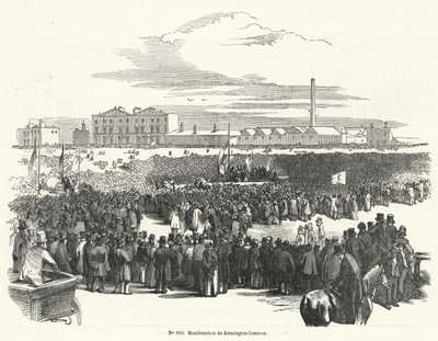 Flott møte om chartistene på Kennington Common, London av French School