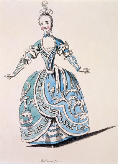 Gresk kostyme for refrenget i Scanderbeg, faksimile av A.Guillaumot fils, 1763 (håndkolorert gravering) av French School