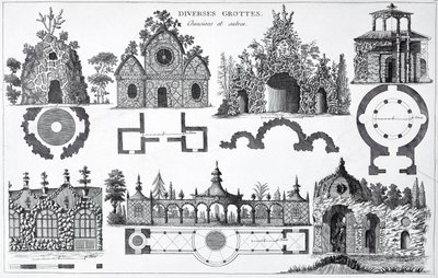 Grottedesign fra Anglo-Chinese Gardens av George Louis Le Rouge, utgitt 1775-78 av French School