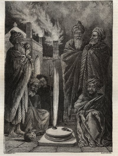 Guebre (eller Zoroastrian) nær Baku (Baku, Aserbajdsjan) - Fireworshippers - New National Encyclopedia av Maurice La Charest - 1870 - av French School