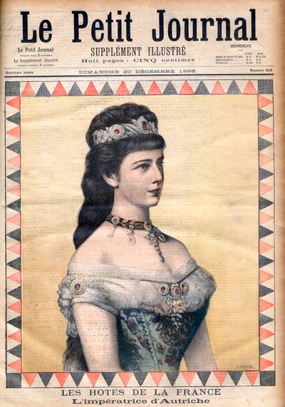Gjester i Frankrike: Keiserinne Elisabeth (Sissi), konsort av Francis Joseph I av Østerrike i "Le Petit Journal" 20. desember 1896 (gravering) av French School