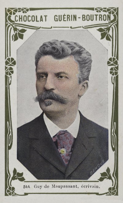 Guy de Maupassant, forfatter (farget bilde) av French School