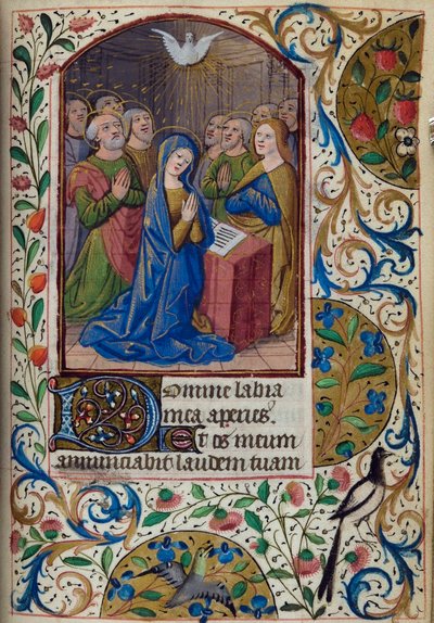 H/L-3-3 fol. 104r pinsedag, fra Book of Hours, Use of Paris, midten av 1400-tallet av French School