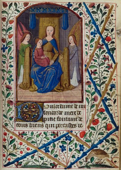 H/L-3-3 fol. 148r Virgin and Child, fra Book of Hours, Use of Paris, midten av 1400-tallet av French School