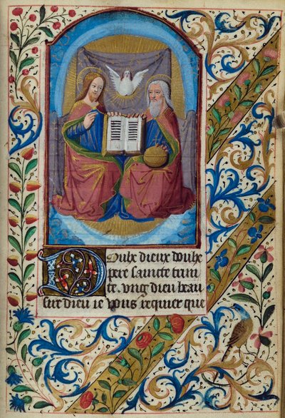 H/L-3-3 fol. 153r Holy Trinity, fra Book of Hours, Use of Paris, midten av 1400-tallet av French School